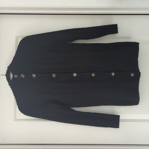 Vineyard Vines black cashmere cable knit cardigan sweater with standing collar